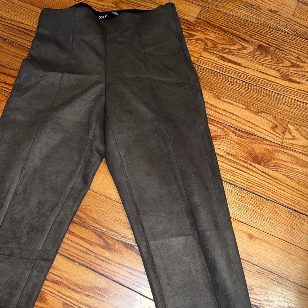 Brown suede leggings